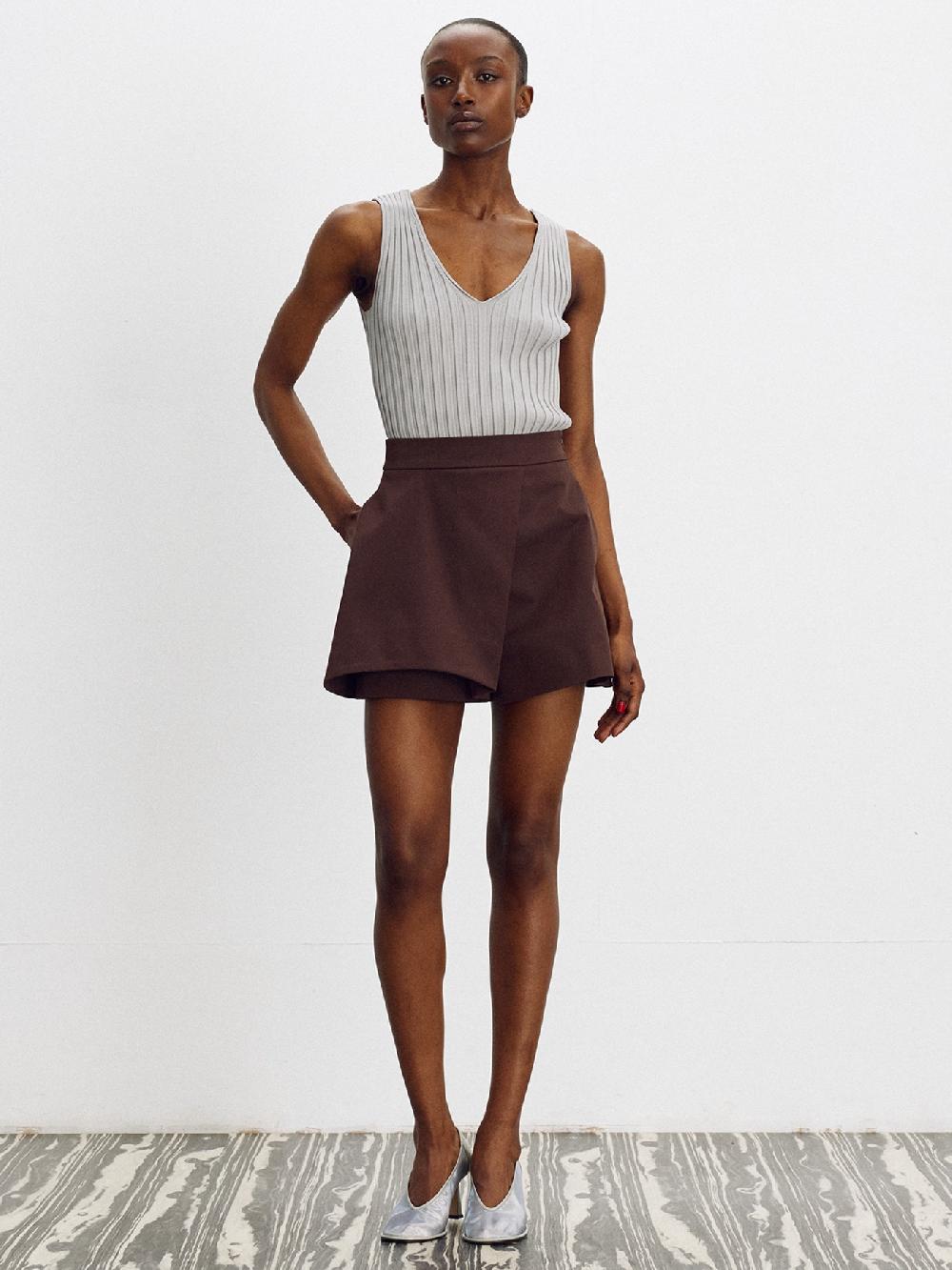 recto WRAP DETAIL CULOTTE PANTS (RED BROWN)