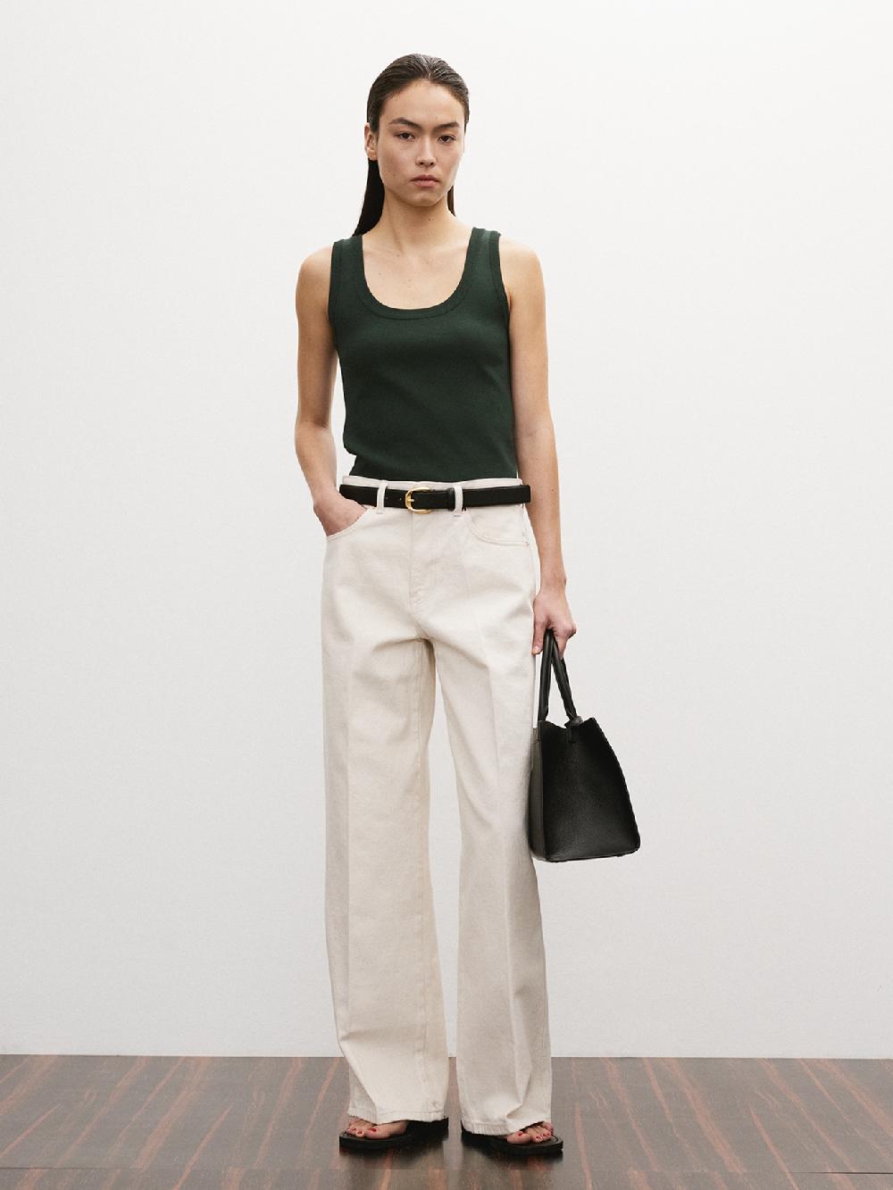 recto SCOOP NECKLINE COMPACT KNIT TOP (VINTAGE GREEN)