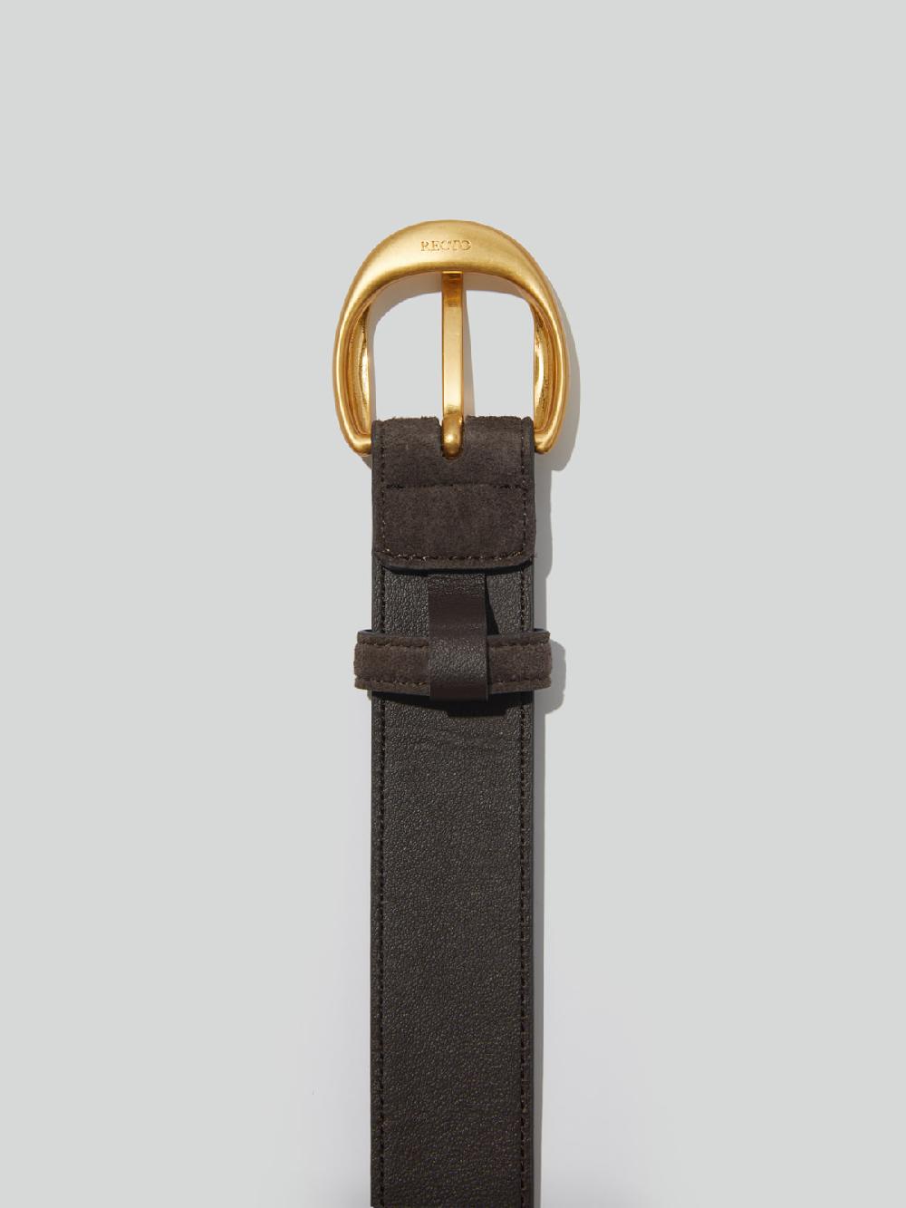 Recto SIGNATURE ROUND BUCKLE SUEDE BELT (VINTAGE BROWN)