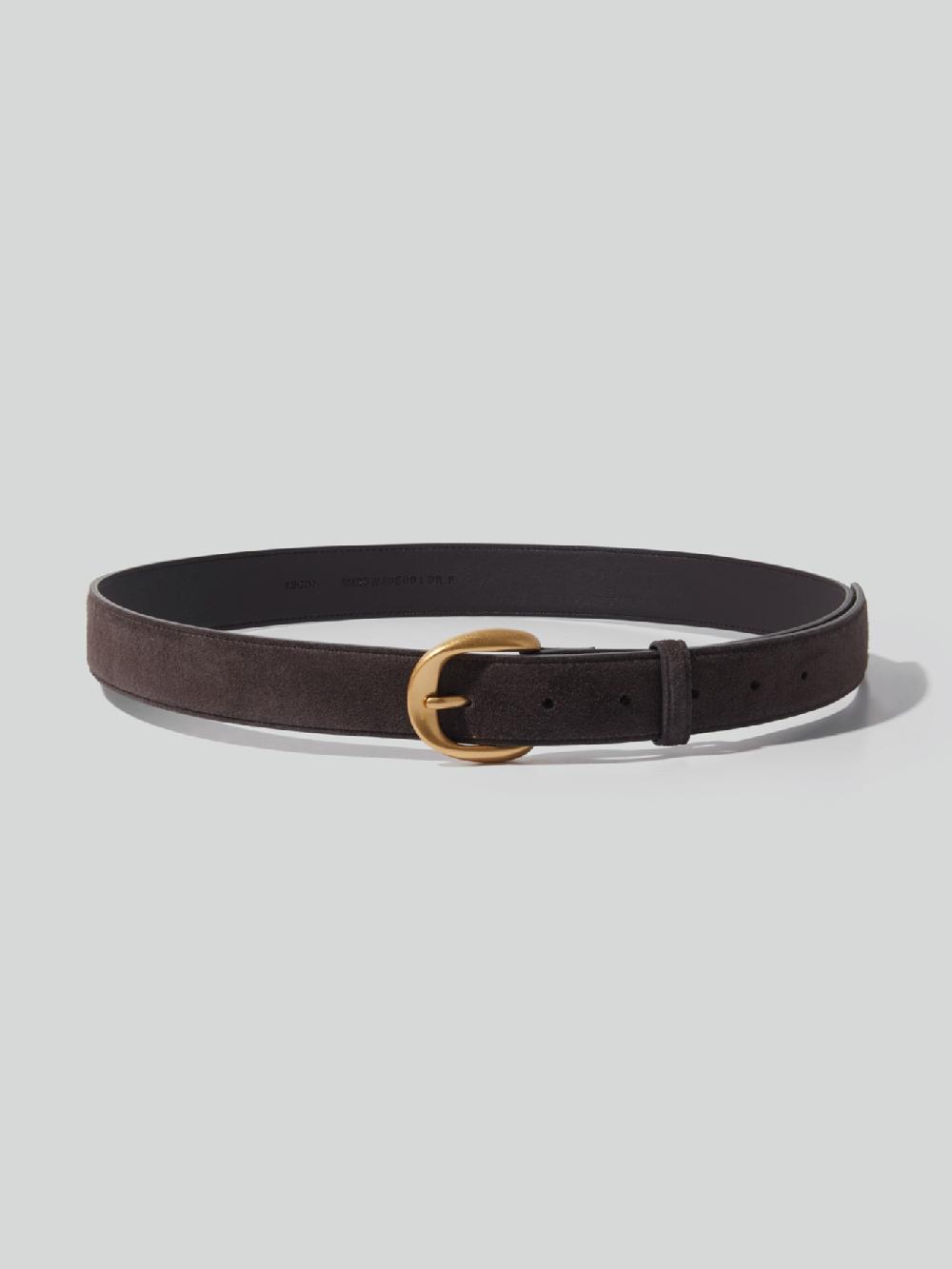 recto SIGNATURE ROUND BUCKLE SUEDE BELT (VINTAGE BROWN)
