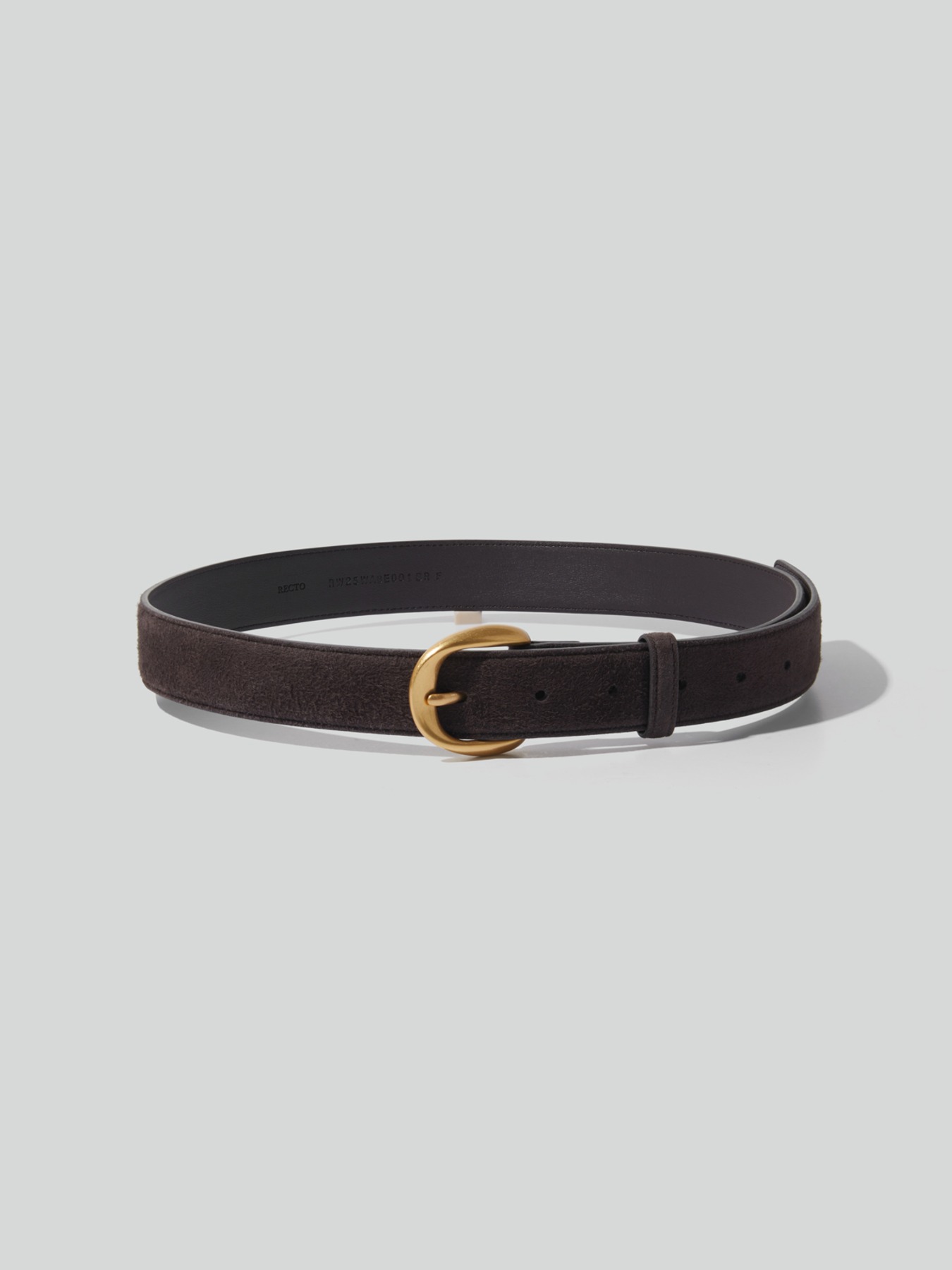 recto SIGNATURE ROUND BUCKLE SUEDE BELT (VINTAGE BROWN)