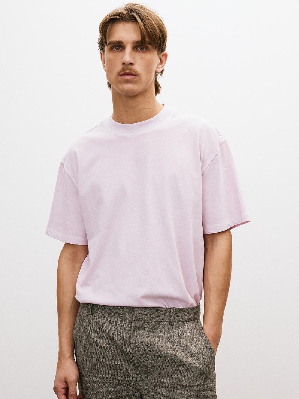 Recto VINTAGE WASHED COTTON OVERSIZE T-SHIRT (WHITENED PINK)