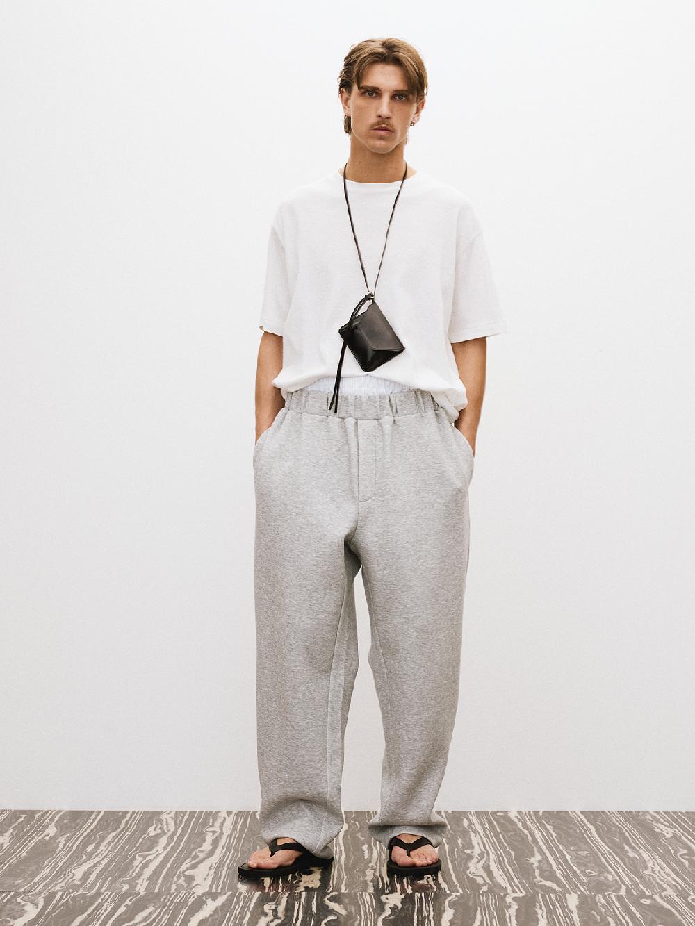Recto WIDE BANDING LOOSE FIT SWEAT PANTS (MELANGE GREY)