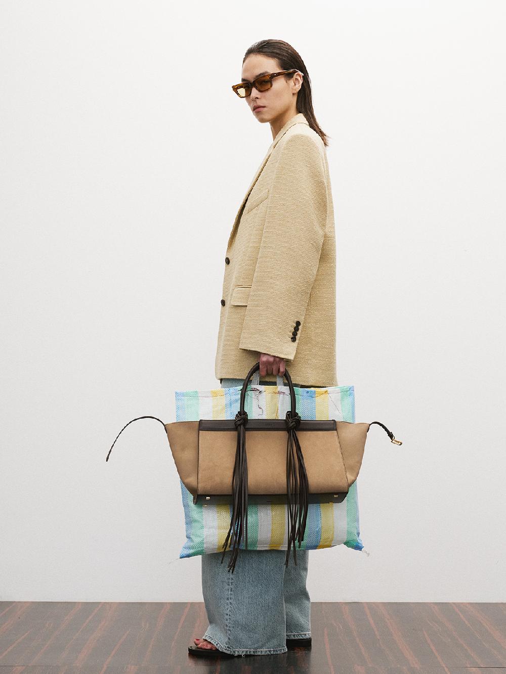 Recto WOMENS OVERSIZE SINGLE BREASTED TWEED JACKET (KHAKI BEIGE)