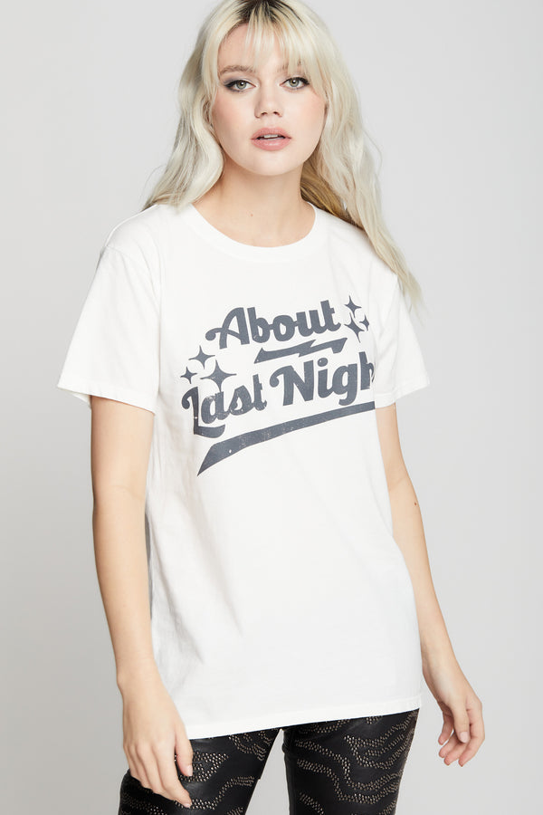 recycled karma About Last Night Unisex White Graphic Tee