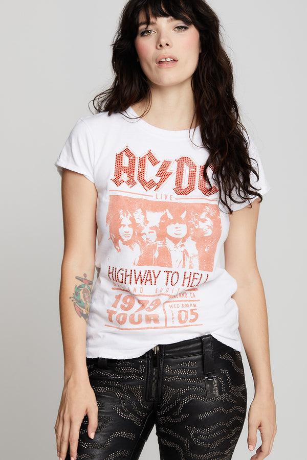 recycled karma AC/DC 1979 Vintage Concert Graphic Tee-Crystal Embellished