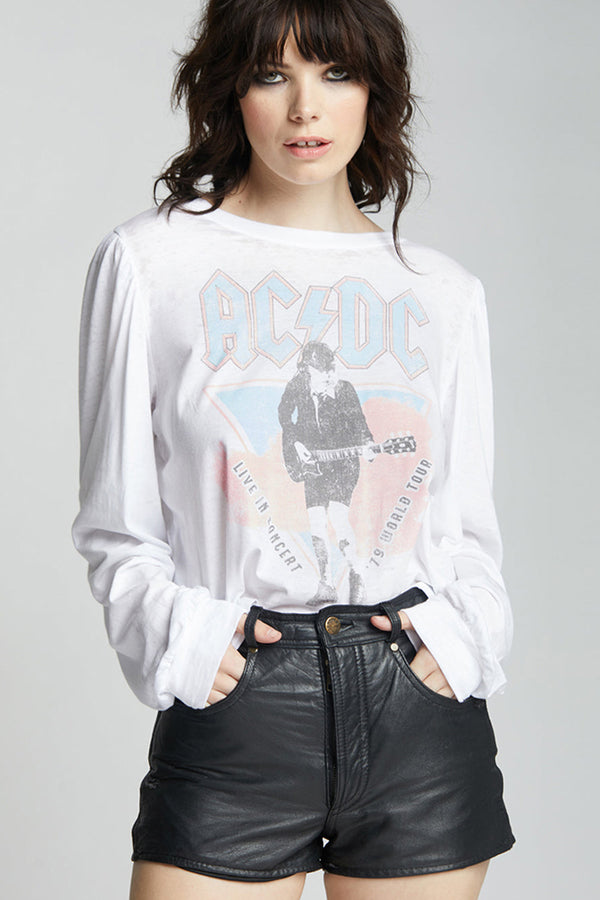 recycled karma AC/DC 1979 World Tour Vintage Graphic Puff Sleeve