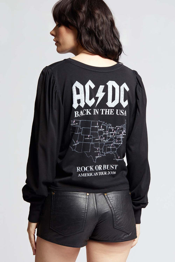 Recycled Karma AC/DC Back In Black Tour Long Puff Sleeve