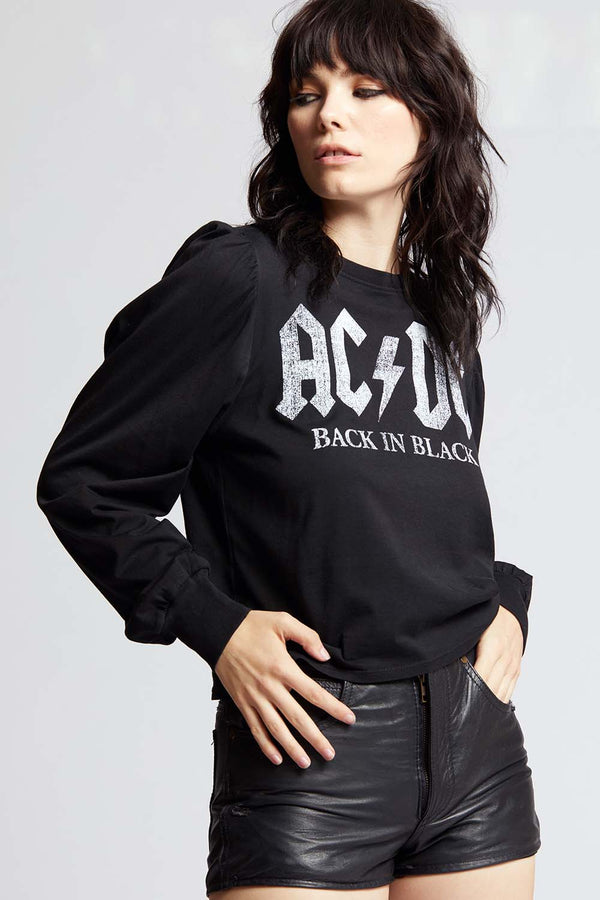 Recycled Karma AC/DC Back In Black Tour Long Puff Sleeve