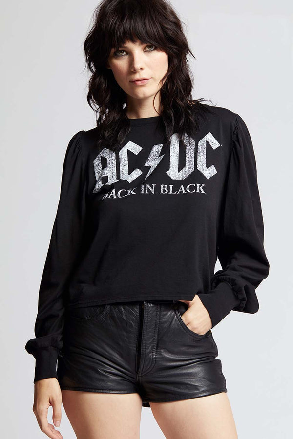 Recycled Karma AC/DC Back In Black Tour Long Puff Sleeve