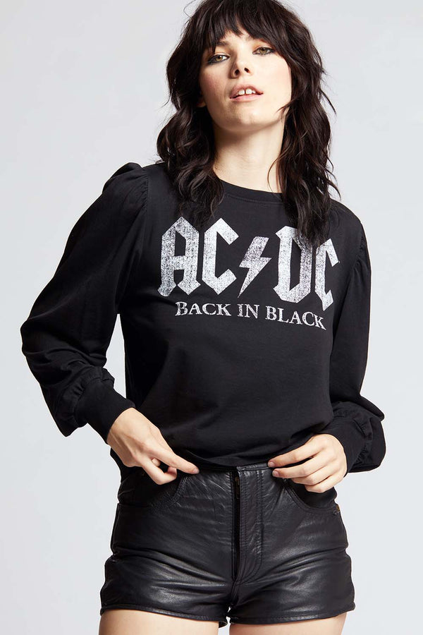 recycled karma AC/DC Back In Black Tour Long Puff Sleeve