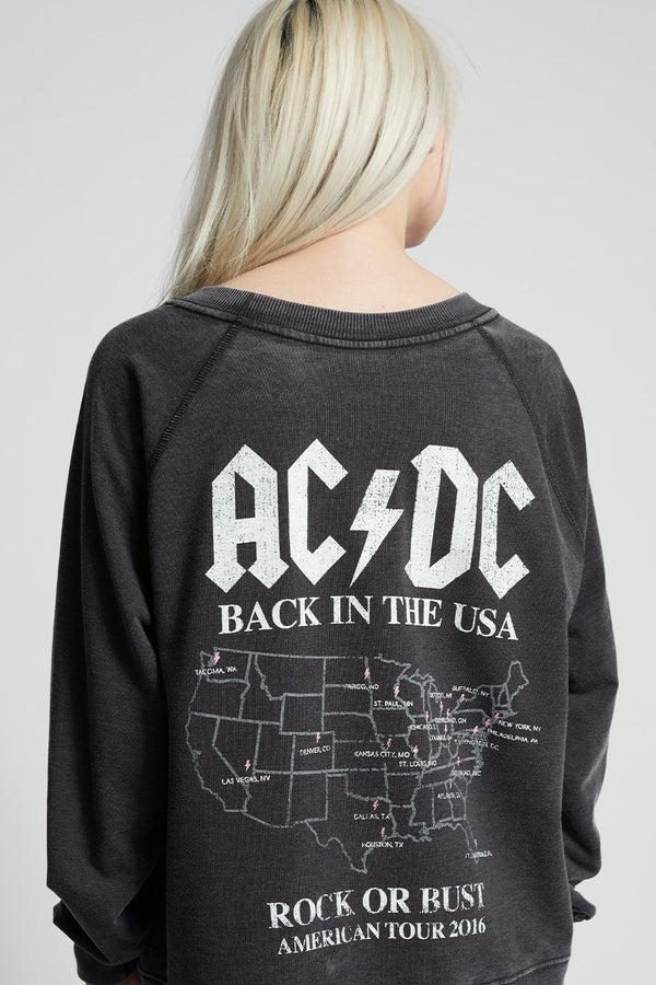 Recycled Karma AC/DC Back In Black Tour Oversized Concert Sweatshirt