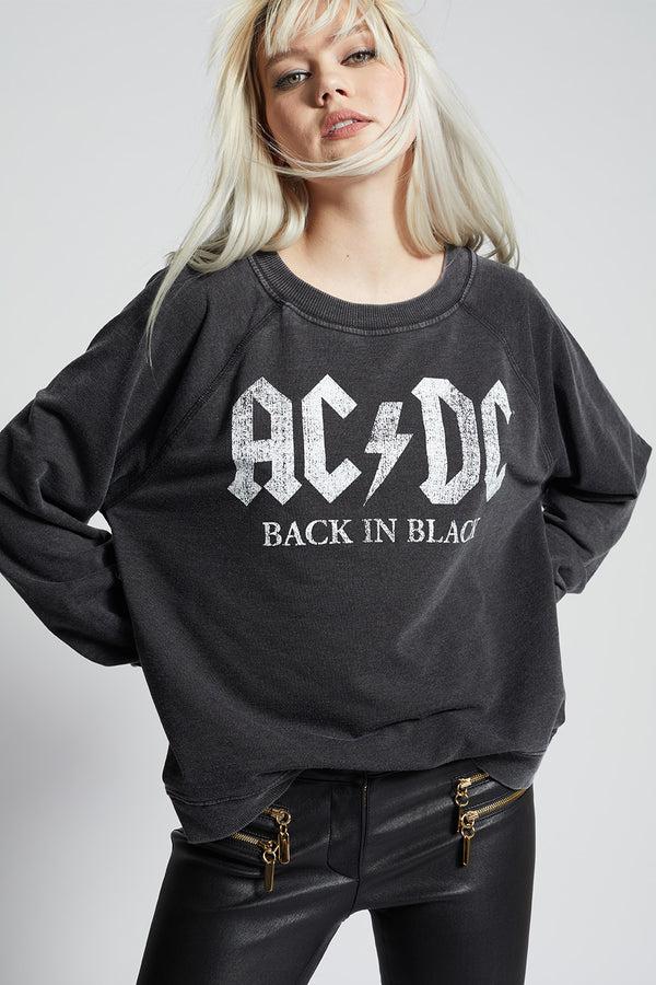 Recycled Karma AC/DC Back In Black Tour Oversized Concert Sweatshirt