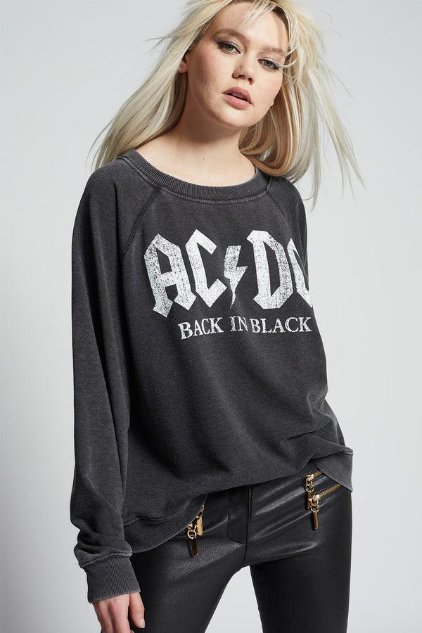 recycled karma AC/DC Back In Black Tour Oversized Concert Sweatshirt
