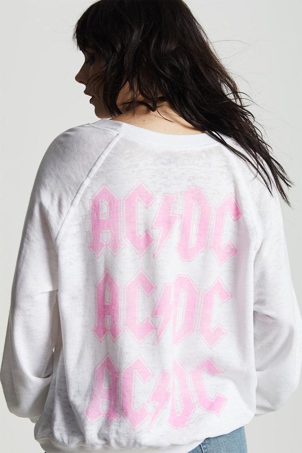 Recycled Karma AC/DC Bolt Rock Out White Oversized Sweatshirt