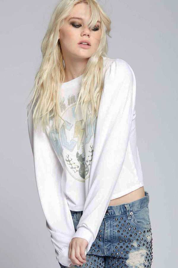 Recycled Karma AC/DC Guitar Vintage Long Puff Sleeve Tee