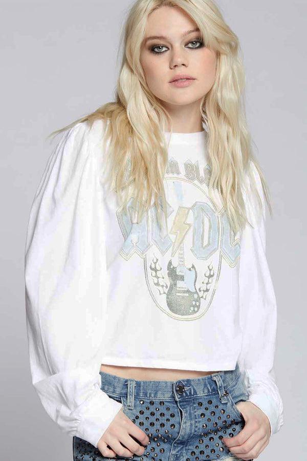 recycled karma AC/DC Guitar Vintage Long Puff Sleeve Tee