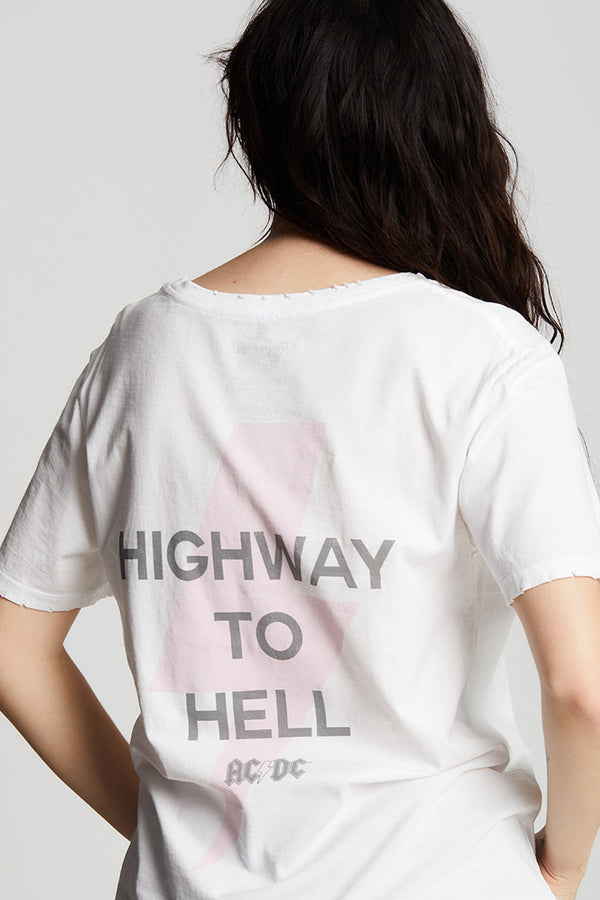 Recycled Karma AC/DC Highway To Hell Bolt Distressed Boyfriend Tee