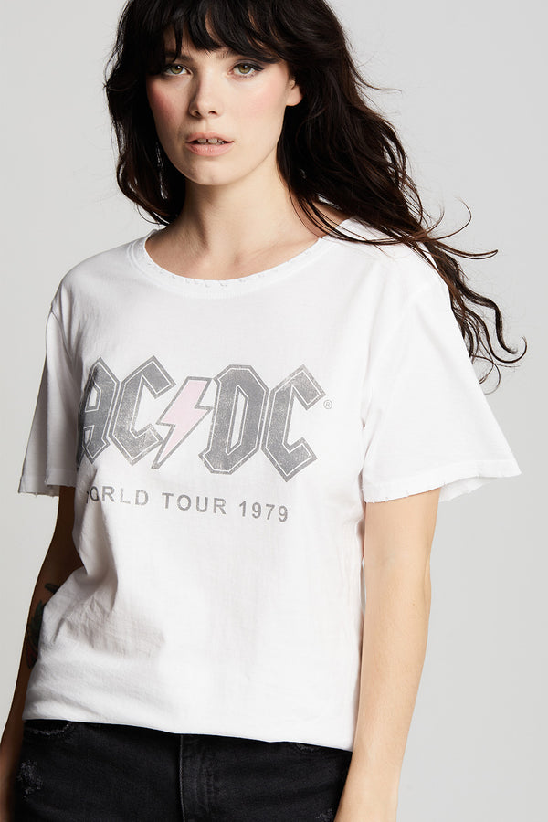 Recycled Karma AC/DC Highway To Hell Bolt Distressed Boyfriend Tee