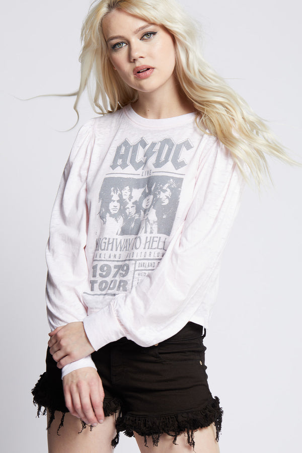 recycled karma AC/DC Highway To Hell Concert Graphic Puff Sleeve