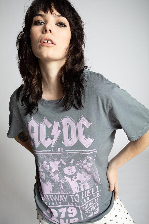 Recycled Karma AC/DC Highway To Hell Concert Vintage Boyfriend Tee