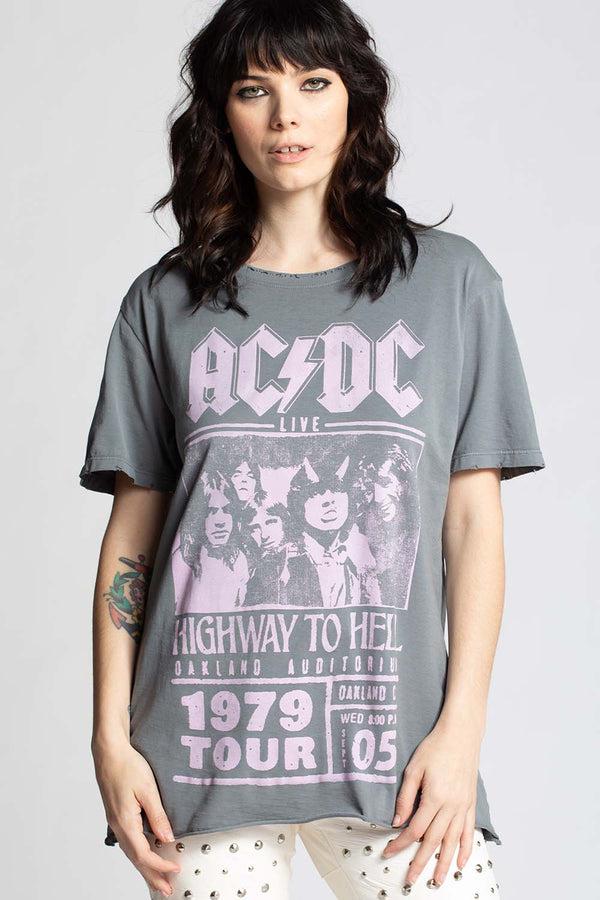 Recycled Karma AC/DC Highway To Hell Concert Vintage Boyfriend Tee