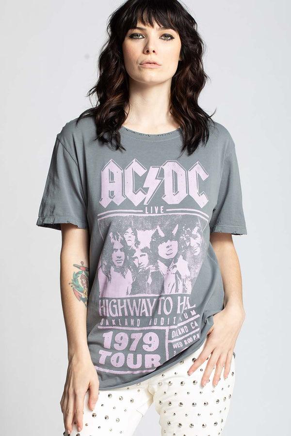 recycled karma AC/DC Highway to Hell Concert Vintage Boyfriend Tee