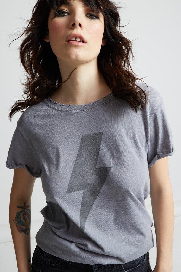 Recycled Karma AC/DC Lightning Bolt Distressed Band Tee