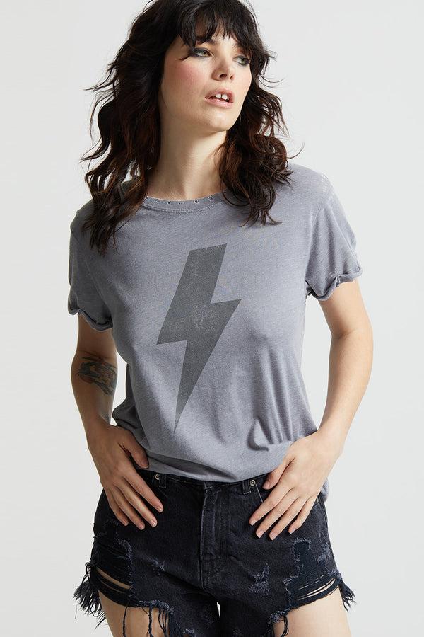 Recycled Karma AC/DC Lightning Bolt Distressed Band Tee