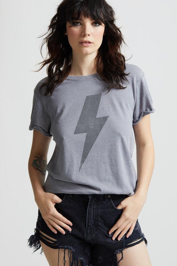 recycled karma AC/DC Lightning Bolt Distressed Band Tee