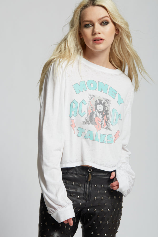 Recycled Karma AC/DC Moneytalks Vintage Graphic Puff Sleeve