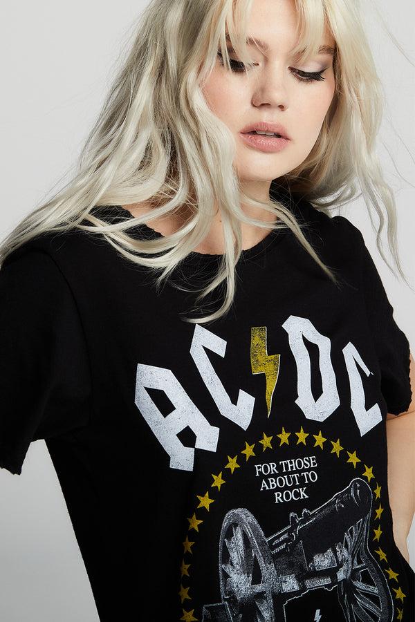 Recycled Karma AC/DC Rock Cannon Distressed Boyfriend Tee