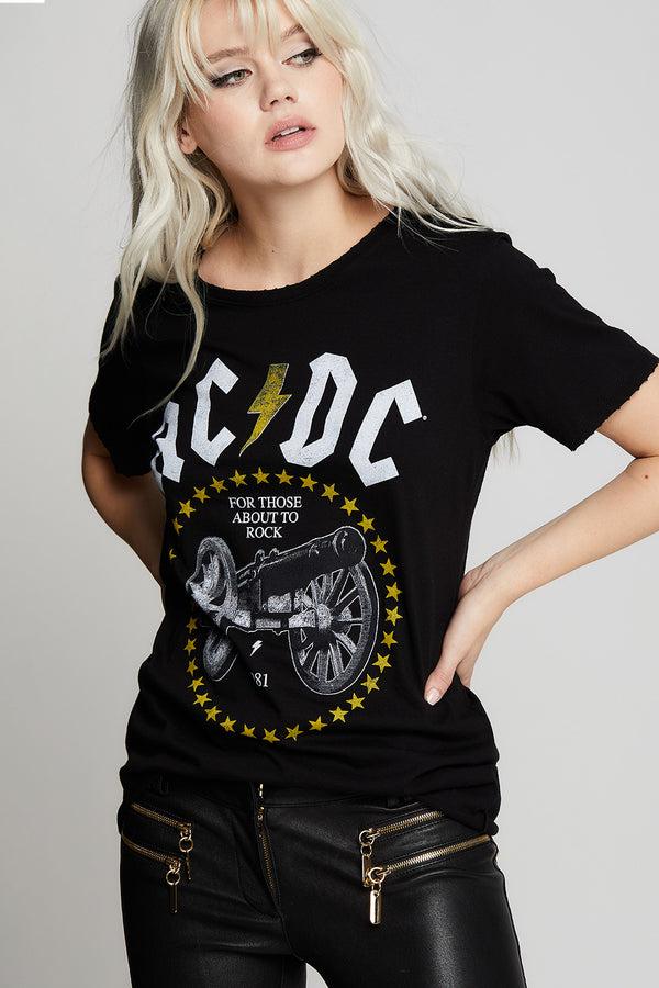 Recycled Karma AC/DC Rock Cannon Distressed Boyfriend Tee