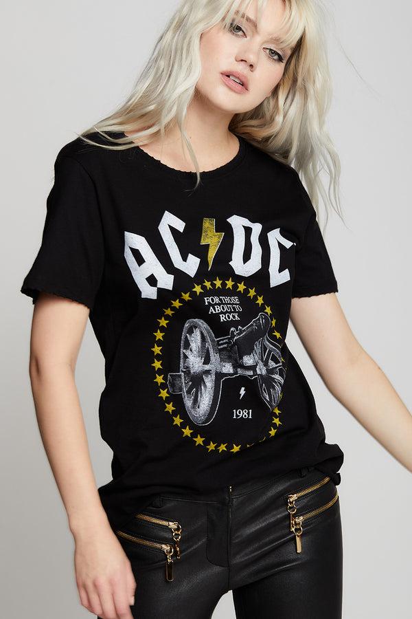 Recycled Karma AC/DC Rock Cannon Distressed Boyfriend Tee