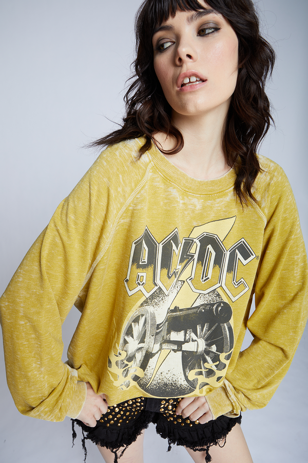 Recycled Karma AC/DC Rock Cannon Vintage Graphic Sweatshirt