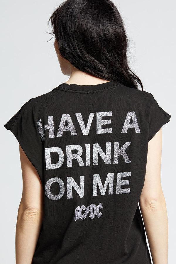Recycled Karma AC/DC Songs Black Cut-Off Sleeve Tee