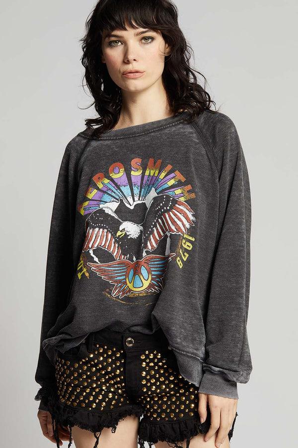 Recycled Karma Aerosmith Eagle 1979 Tour Oversized Vintage Sweatshirt