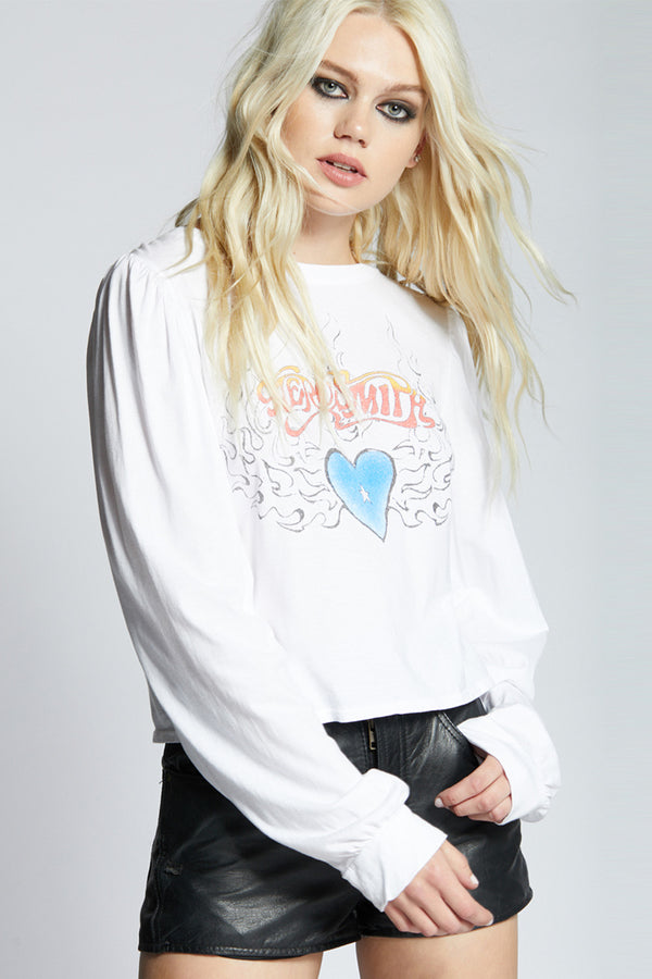 Recycled Karma Aerosmith Heart Retro Graphic Puff Sleeve Tee