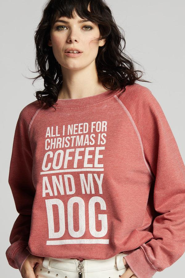 Recycled Karma All I Need Is Coffee And My Dog Holiday Oversized Sweatshirt