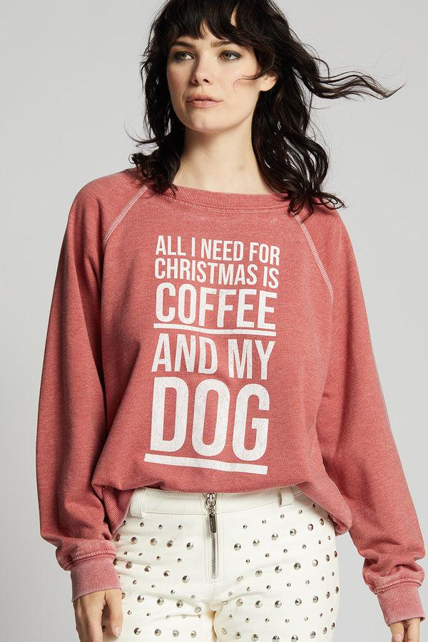 Recycled Karma All I Need Is Coffee And My Dog Holiday Oversized Sweatshirt