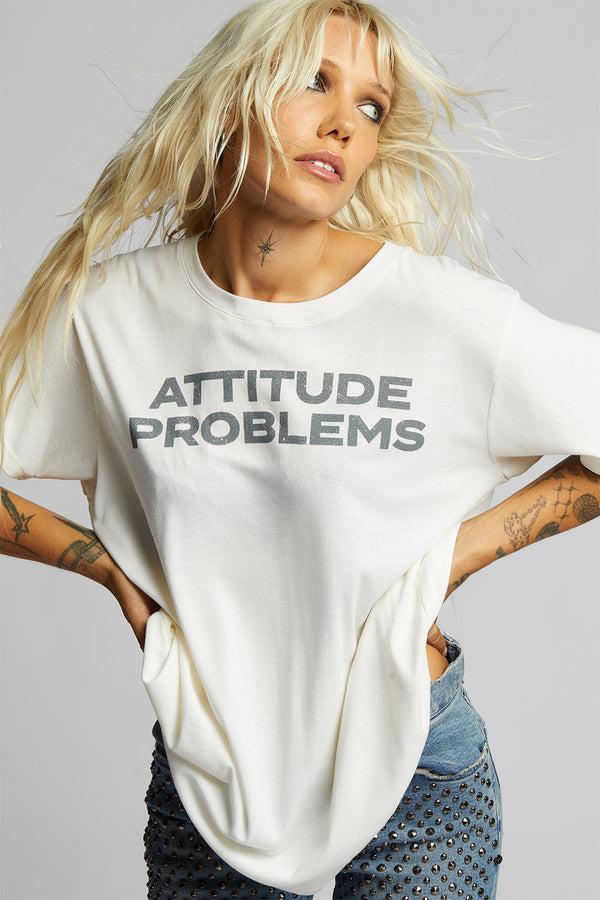 Recycled Karma Attitude Problems Unisex White Statement Tee