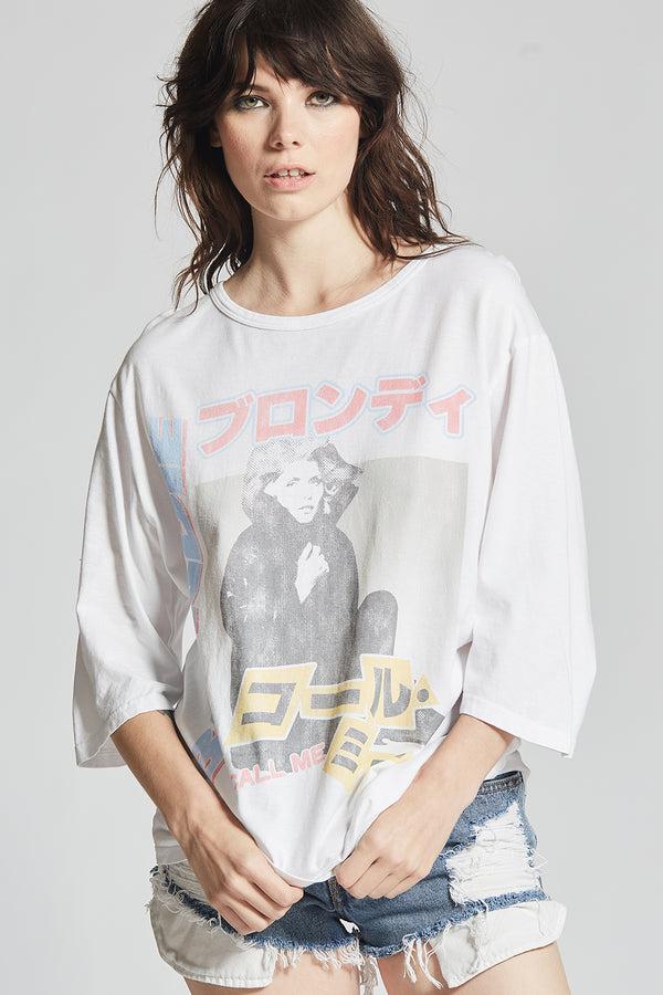 Recycled Karma Blondie Call Me Vintage Graphic 3/4 Sleeve Tee