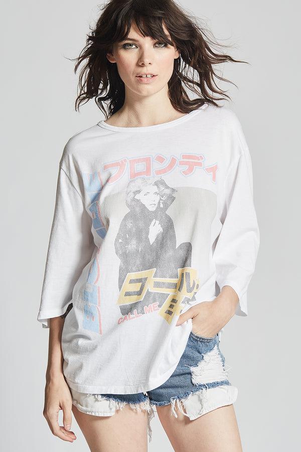 Recycled Karma Blondie Call Me Vintage Graphic 3/4 Sleeve Tee