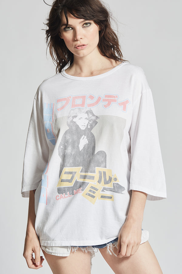 recycled karma Blondie Call Me Vintage Graphic 3/4 Sleeve Tee
