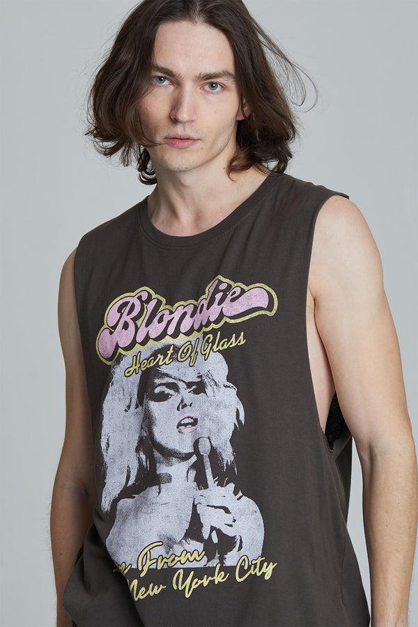 Recycled Karma Blondie Unisex Heart Of Glass Oversized Muscle Tee