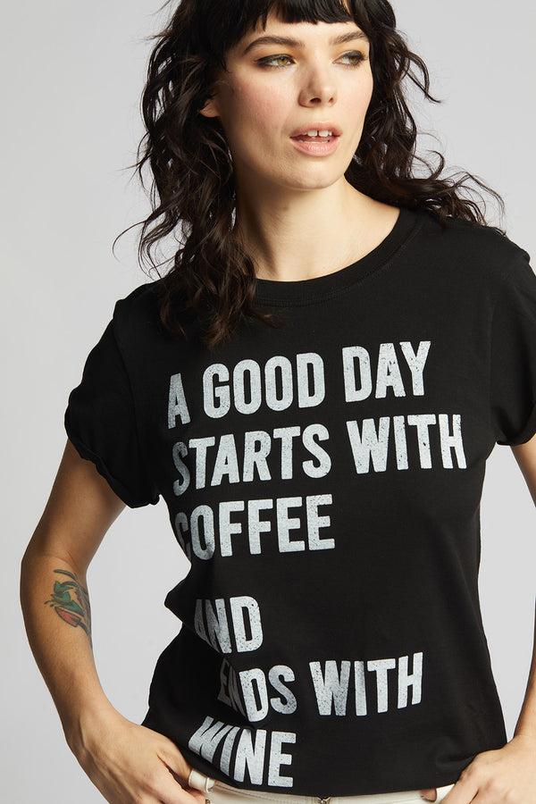 Recycled Karma Coffee + Wine Day Fitted Statement Tee
