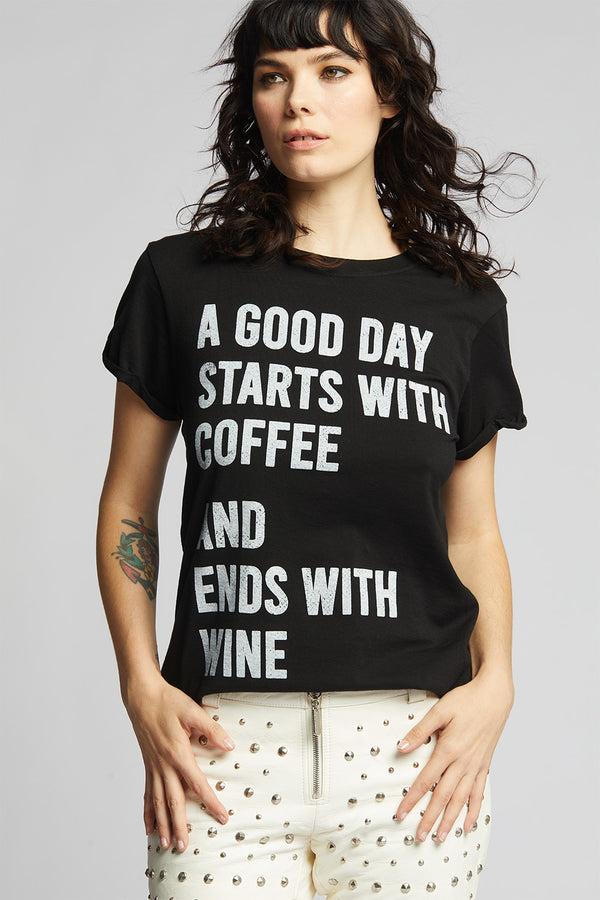 Recycled Karma Coffee + Wine Day Fitted Statement Tee