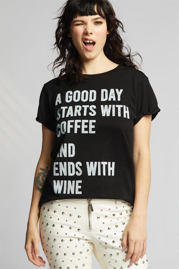 Recycled Karma Coffee + Wine Day Fitted Statement Tee