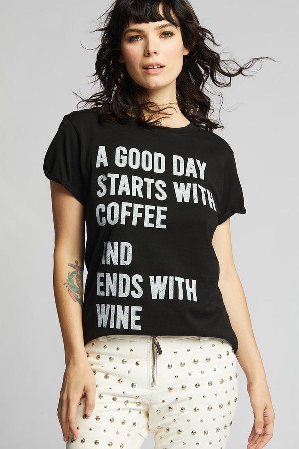 recycled karma Coffee + Wine Day Fitted Statement Tee
