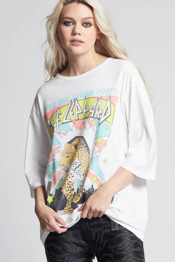 recycled karma Def Leppard Hysteria Tour 1987 3/4 Sleeve Tee